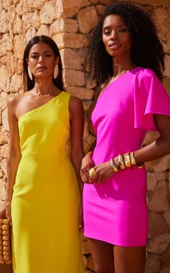 Clementine One Shoulder Dress In Vibrant Yellow