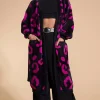 Coco Wrap Cardigan In Cerise On Black Leopard