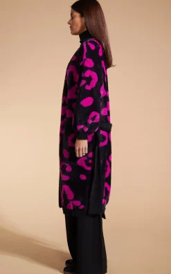 Coco Wrap Cardigan In Cerise On Black Leopard
