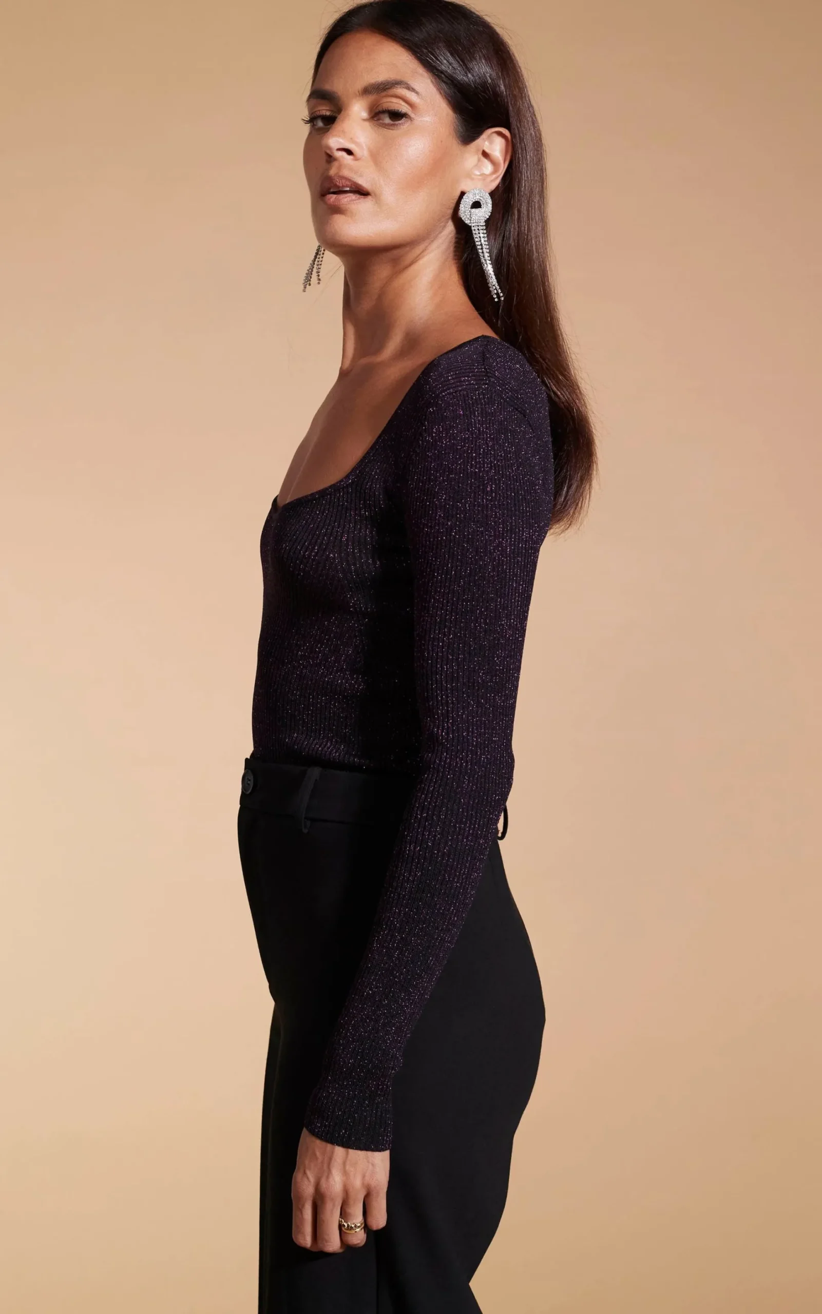 Darcy Sparkle Knit Top In Purple
