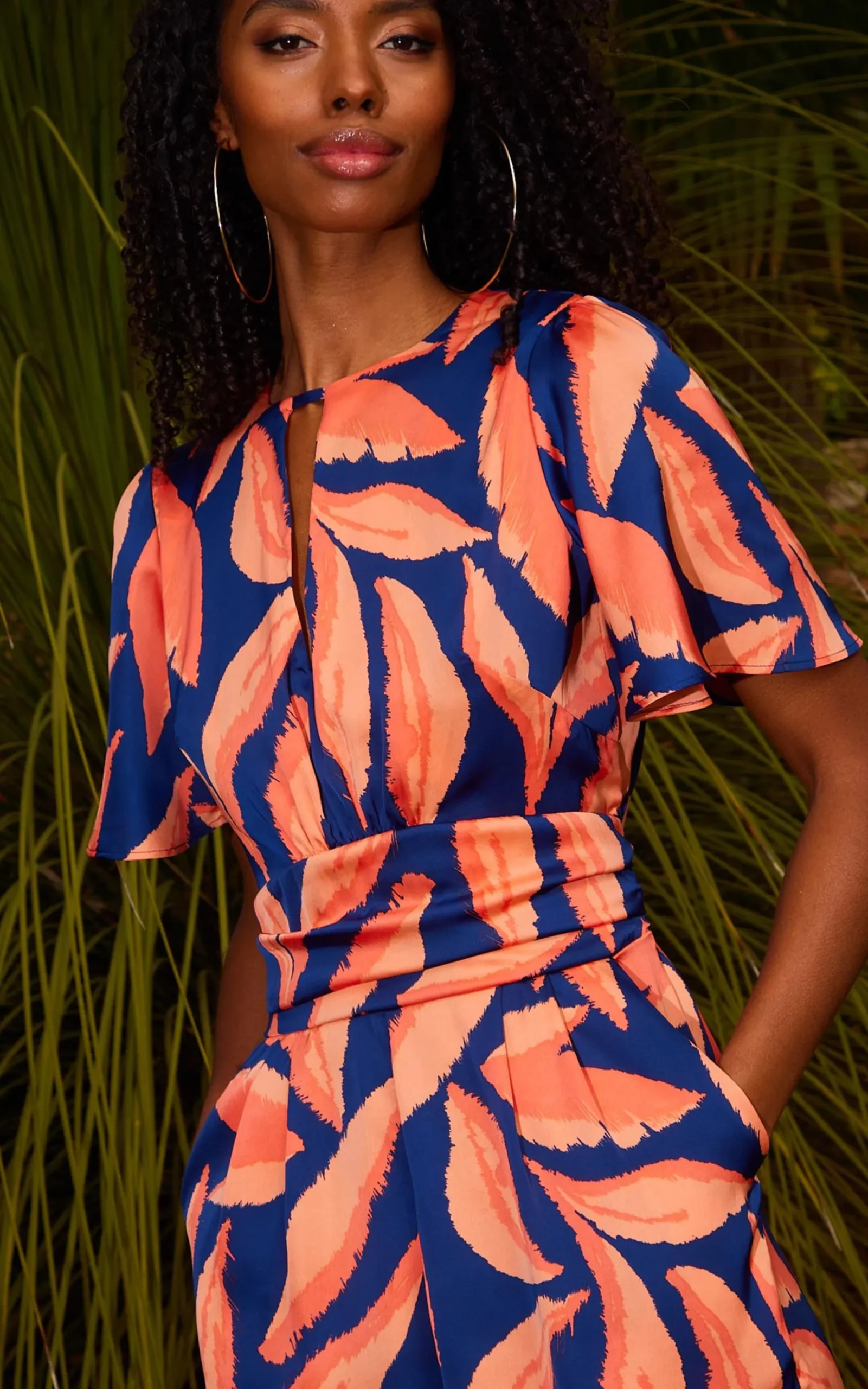 Fleur Playsuit In Abstract Leaf