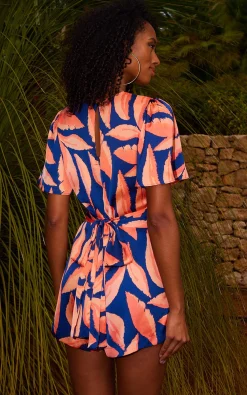 Fleur Playsuit In Abstract Leaf