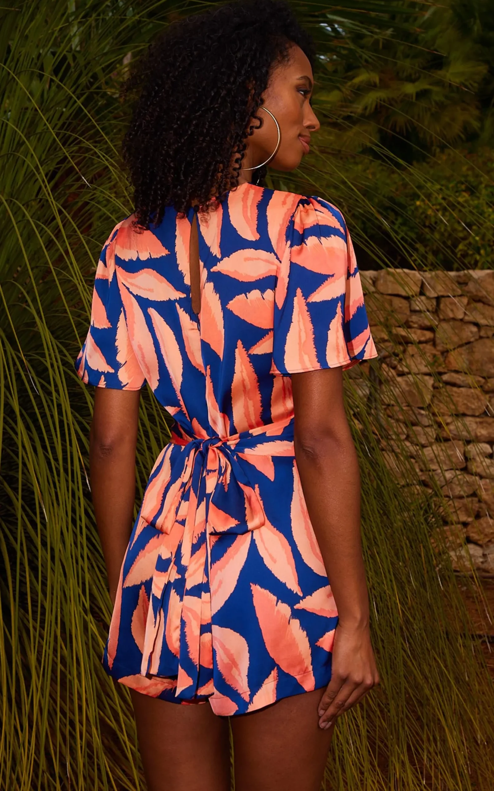 Fleur Playsuit In Abstract Leaf