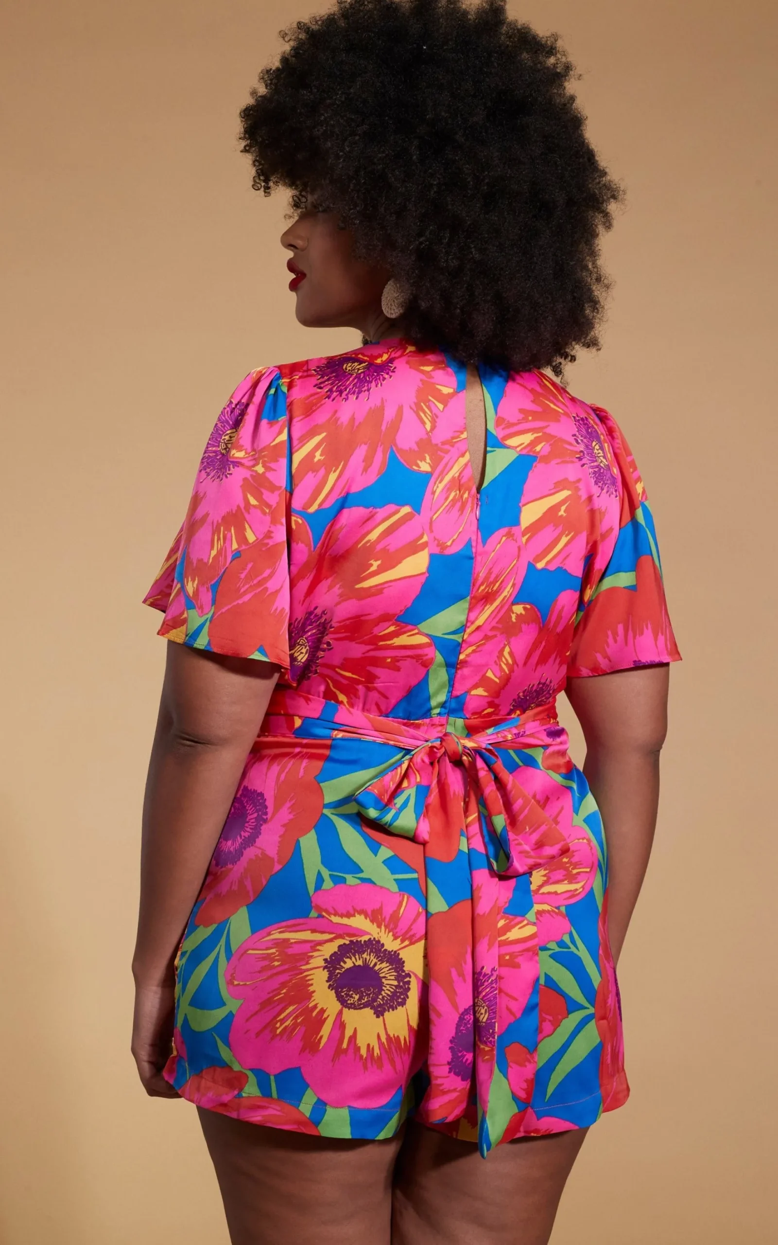 Fleur Playsuit In Poppy Bloom - Extended Sizing
