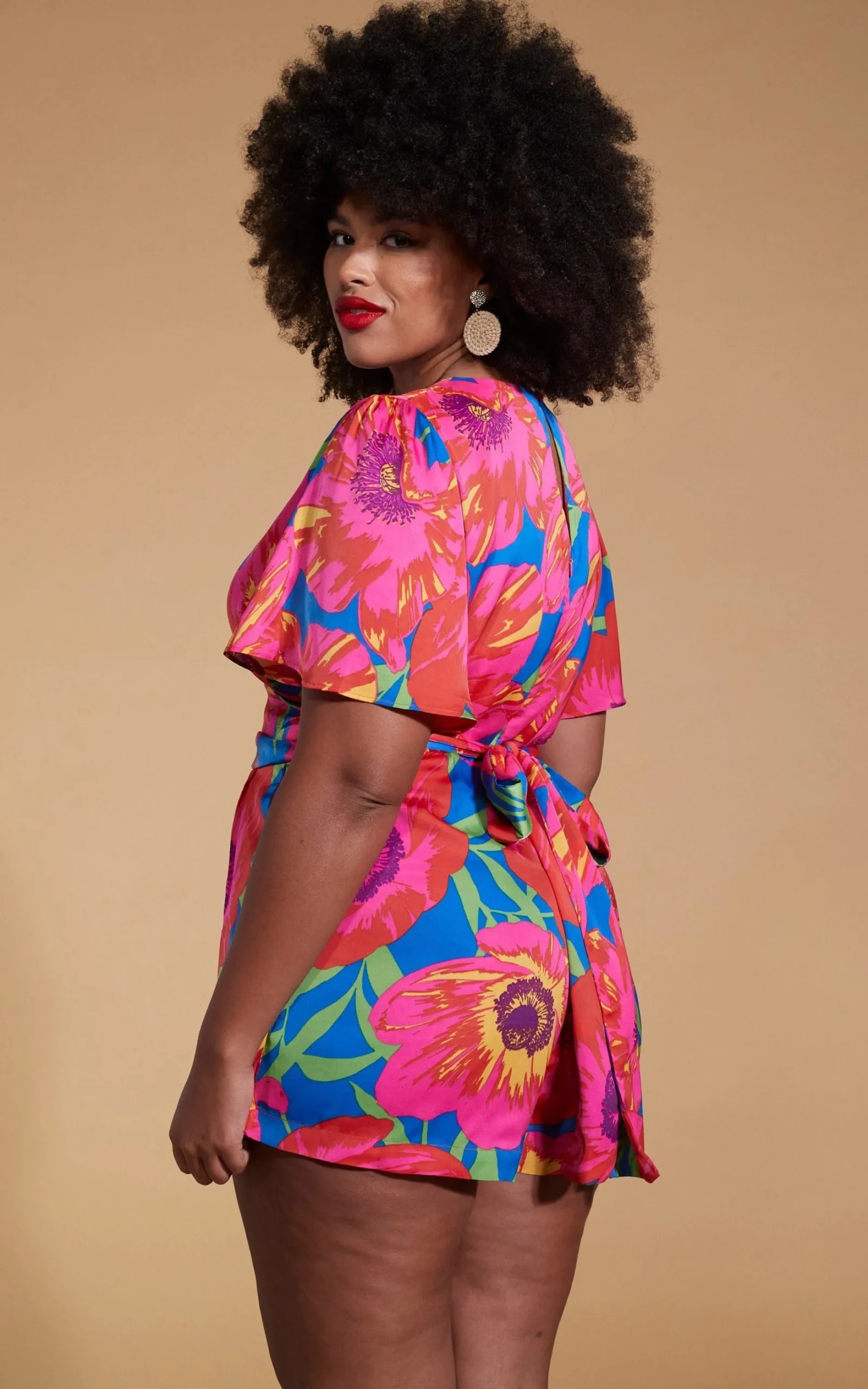Fleur Playsuit In Poppy Bloom - Extended Sizing