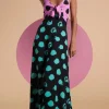 Florence Dress In Black On Pink Dot & Green On Black Dot