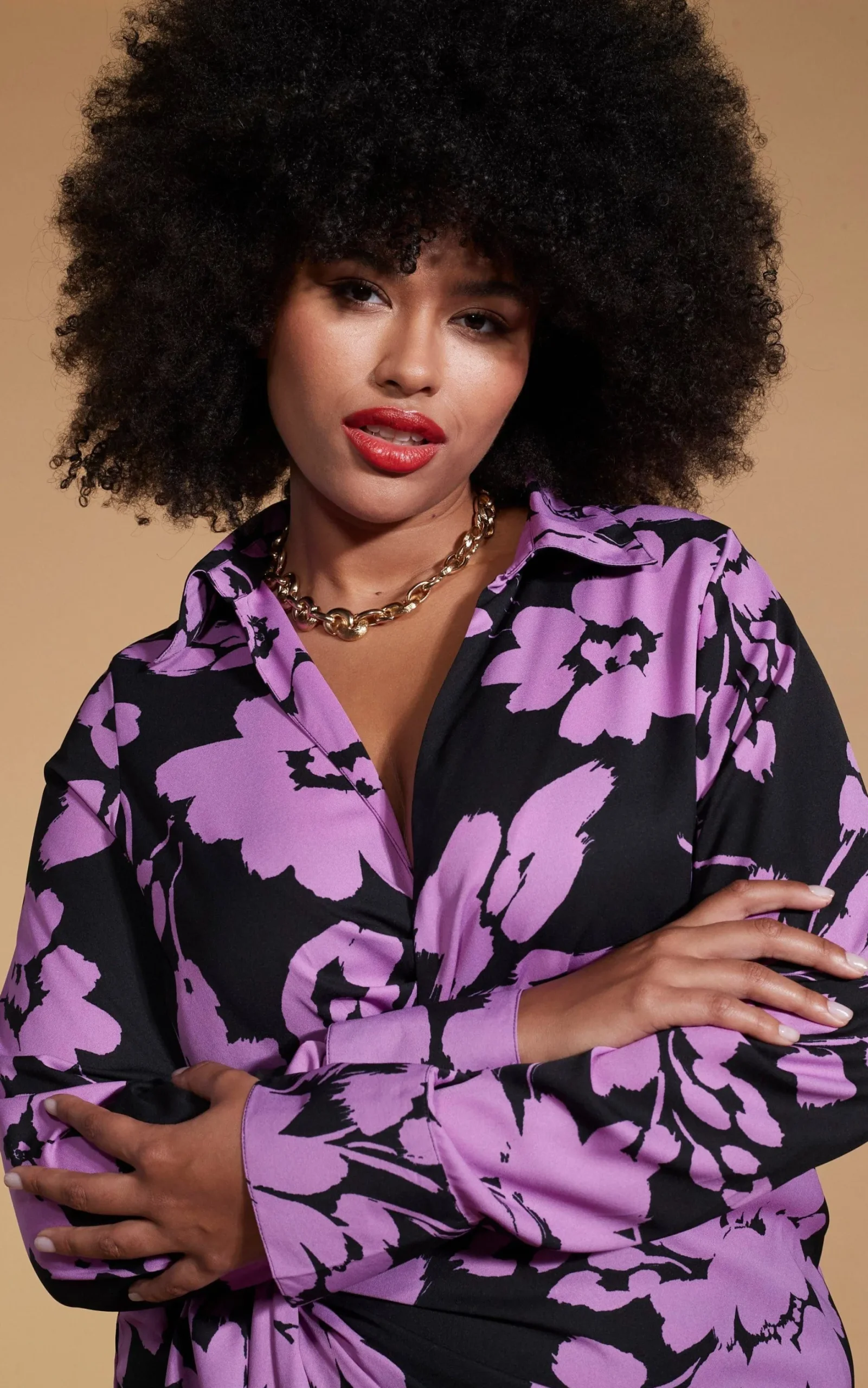 Frankie Wrap Dress In Lilac On Black Floral - Extended Sizing