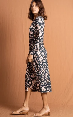 Goldie Midaxi Dress In Beige Inky Leopard