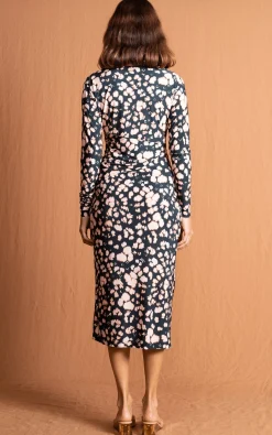 Goldie Midaxi Dress In Beige Inky Leopard