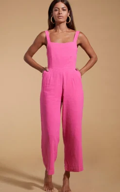 Halo Kimani Twist Back Jumpsuit In Magenta