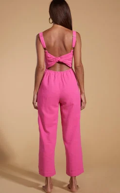 Halo Kimani Twist Back Jumpsuit In Magenta