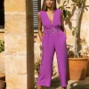 Indy Linen Jumpsuit In Purple - Reversible