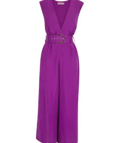Indy Linen Jumpsuit In Purple - Reversible