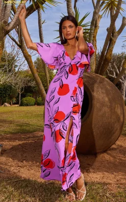 Ivorie Midaxi Dress In Sunset Dot