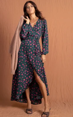 Jagger Maxi Dress In Abstract Pink On Green