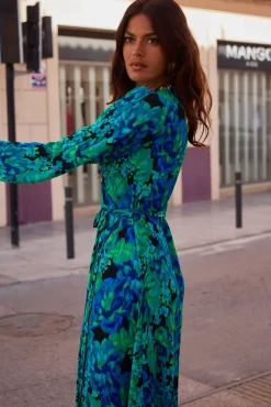 Jagger Maxi Dress In Blue & Green Floral