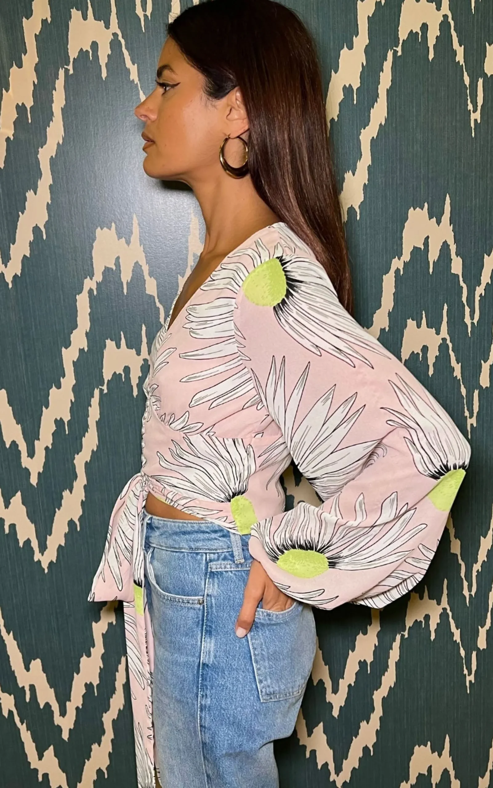 Joanie Tie Top In Pink Echinacea