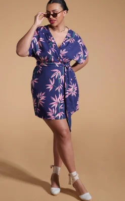 Kansas Mini Wrap Dress In Bamboo Navy Base