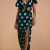 Lily Dress In Green On Black Dot