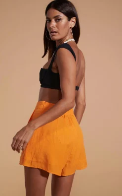 Lola Linen Shorts In Orange