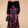 Lotus Skirt In Pink On Black Floral