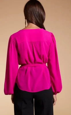 Lyma (Multi-Way) Tie Neck Top In Solid Magenta