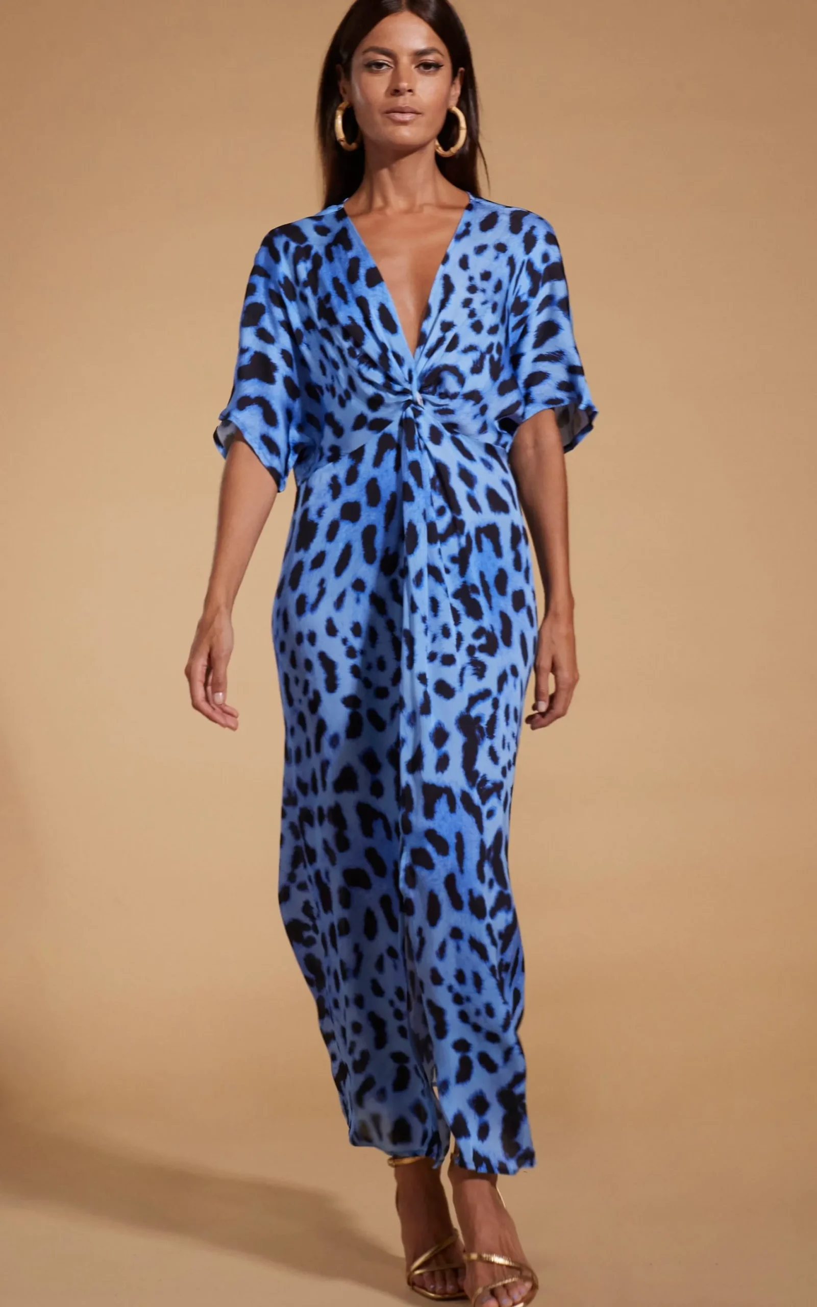 Makuna Kaftan In Bright Blue Leopard