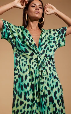 Makuna Kaftan In Lime Leopard