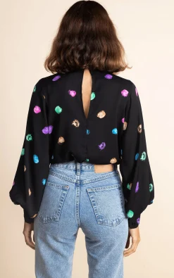 Margo Pintuck Blouse In Vintage Dots
