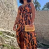 Mariah Wrap Dress In Chocolate Leopard - Extended Sizing