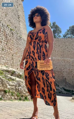 Mariah Wrap Dress In Chocolate Leopard - Extended Sizing
