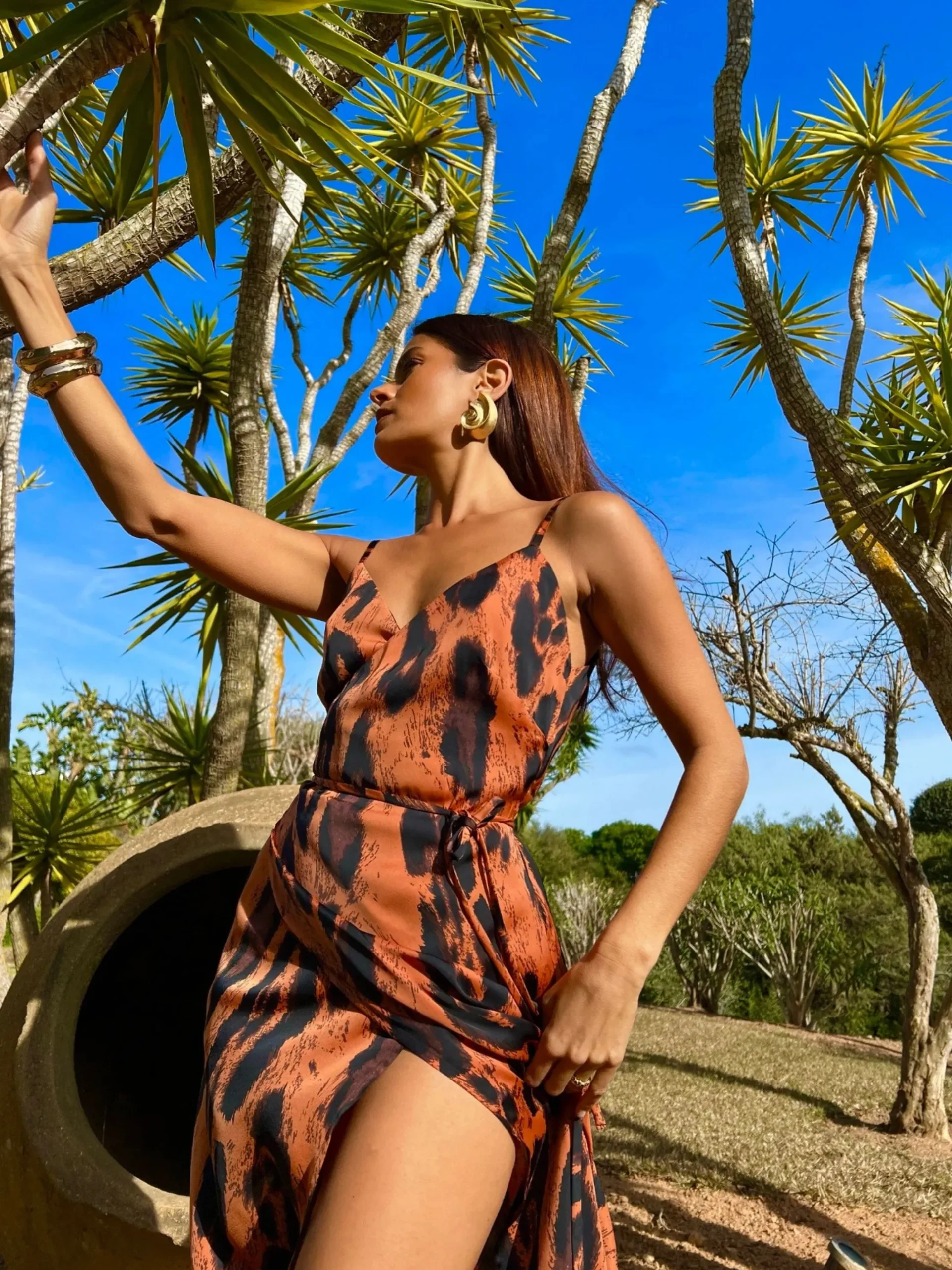 Mariah Wrap Dress In Chocolate Leopard