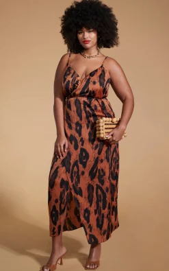 Mariah Wrap Dress In Chocolate Leopard - Extended Sizing