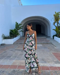 Mariah Wrap Dress In White & Black Floral