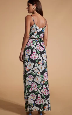 Mariah Wrap Dress In White & Black Floral