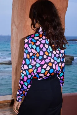 Nevada Satin Shirt In Multi Cloud