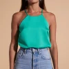 Nina Halter Cami Top In Teal Green