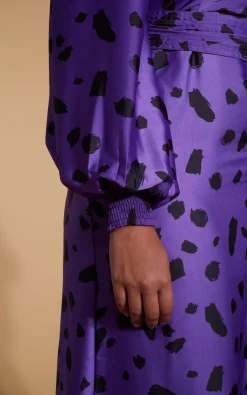 Remy Dress In Abstract Dot Black On Purple- Extended Sizing