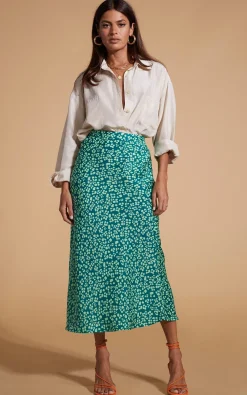 Renzo Skirt In Green On Green Leopard
