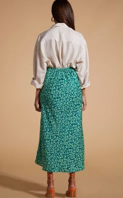 Renzo Skirt In Green On Green Leopard