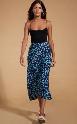 Renzo Skirt In Ice Blue On Navy Cloud