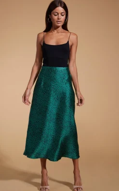 Renzo Skirt In Small Green Leopard