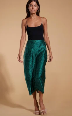 Renzo Skirt In Small Green Leopard