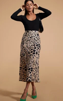 Renzo Skirt In Smudge Leopard