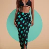 River Skirt In Green On Black Dot