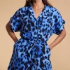 Rizzo Playsuit In Bright Blue Leopard