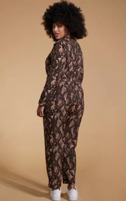 Roxanna Jumpsuit In Brown Snake - Extended Sizing