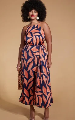 Sunset Dress In Abstract Leaf - Extended Sizing