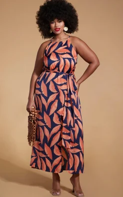 Sunset Dress In Abstract Leaf - Extended Sizing