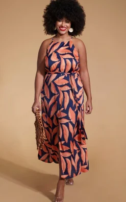 Sunset Dress In Abstract Leaf - Extended Sizing